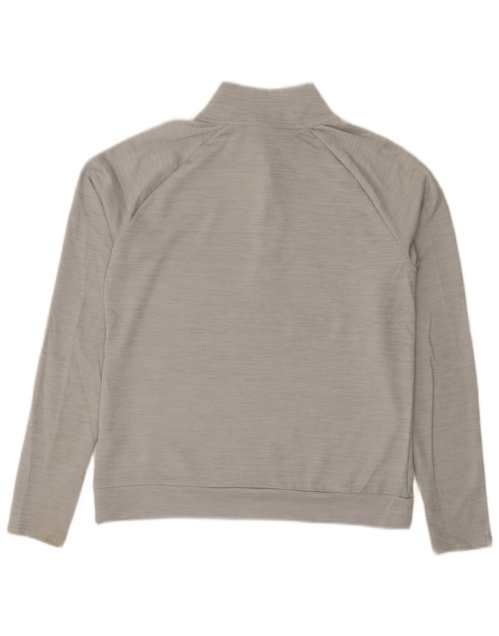 NIKE Mens Dri Fit Zip Neck Pullover Tracksuit Top Small Grey Flecked
