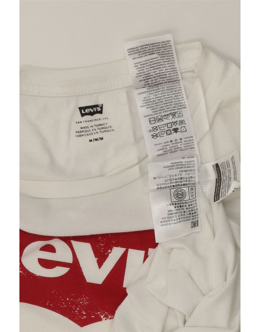 LEVI'S Mens Graphic T-Shirt Top Medium White Cotton Vintage Levi's and Second-Hand Levi's from Messina Hembry 