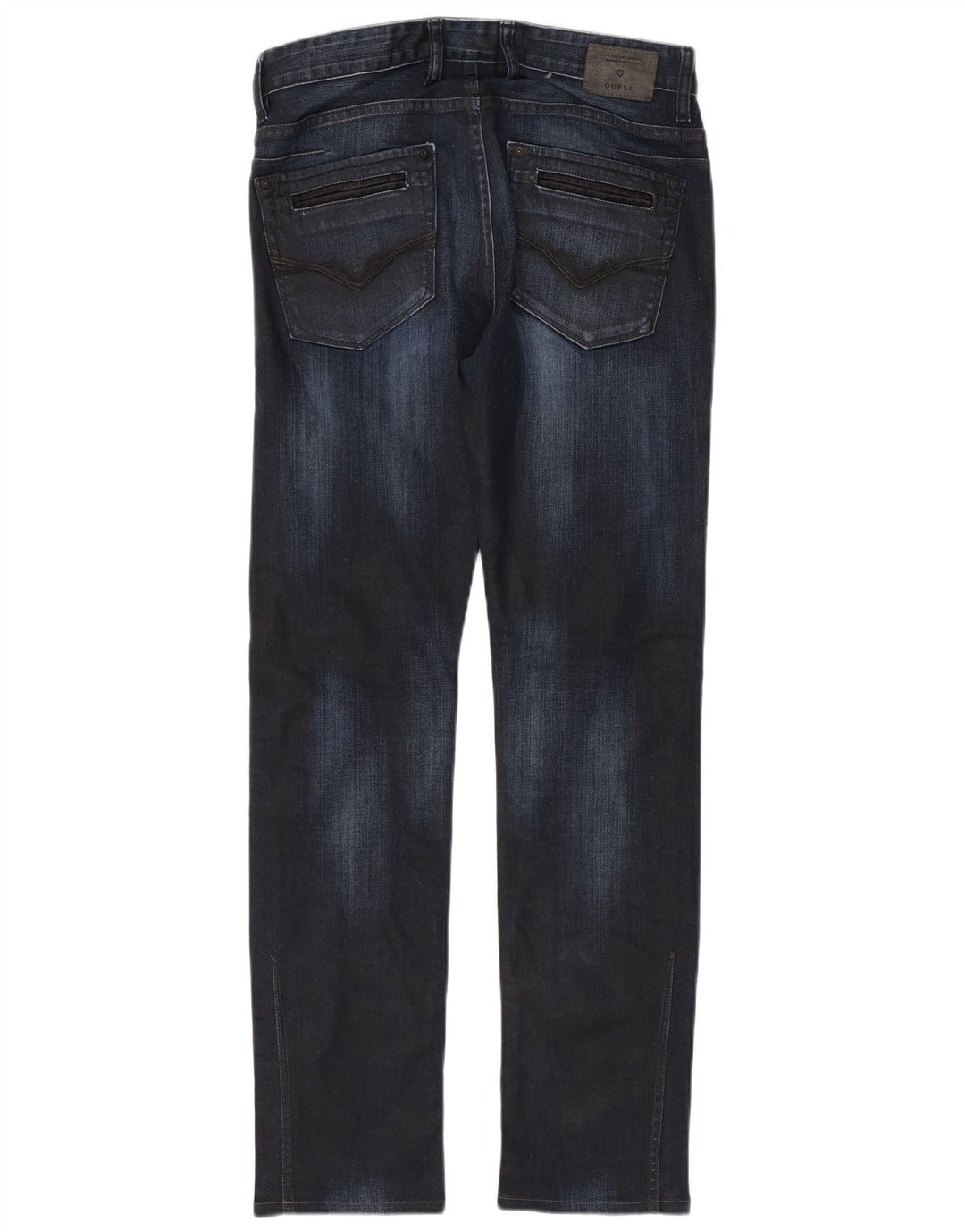 Guess Mens Straight Jeans W30 L32 Navy Blue Cotton