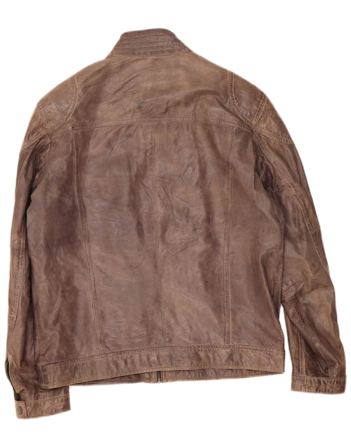 Jaqueta de couro masculina Engbers IT 48 cinza médio