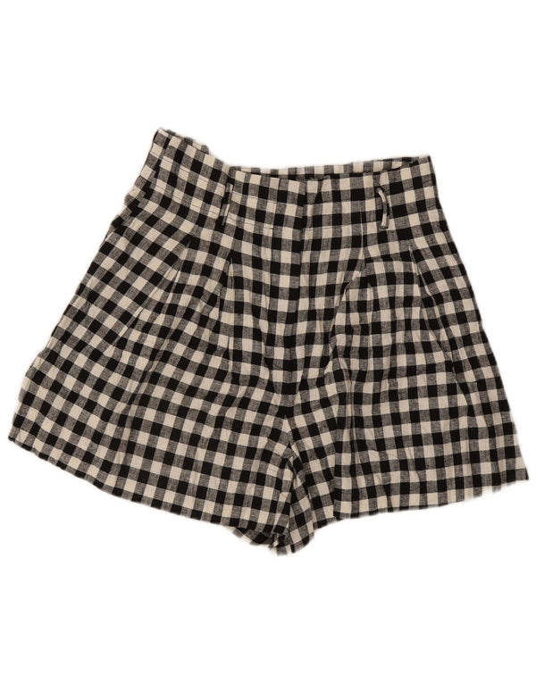 Zara Short décontracté taille haute pour femme - Large W30 - Vichy noir