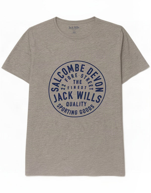 Jack Wills Mens Classic Fit Graphic T-Shirt Top Medium Grey Cotton