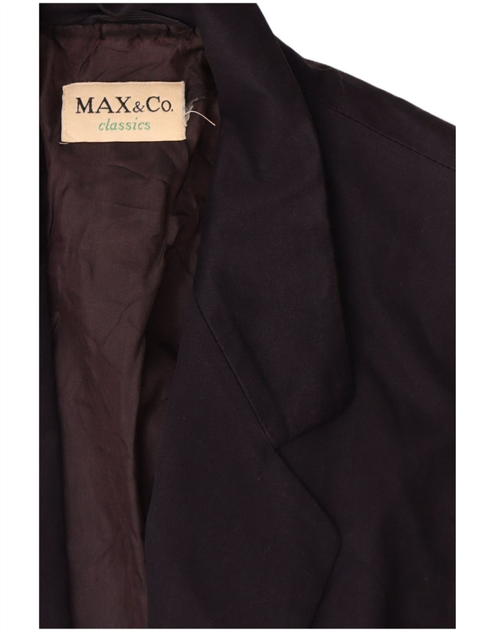 Max & Co. Womens 2 Button Blazer Jacket UK 12 Medium Navy Blue Cotton