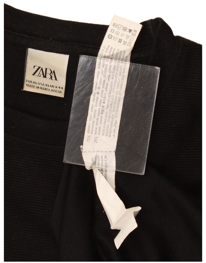 Zara Mens T-Shirt Top XL Black Cotton