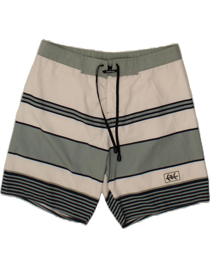 COAST Mens Swimming Shorts XL  Green Striped Polyester Vintage Coast and Second-Hand Coast from Messina Hembry 