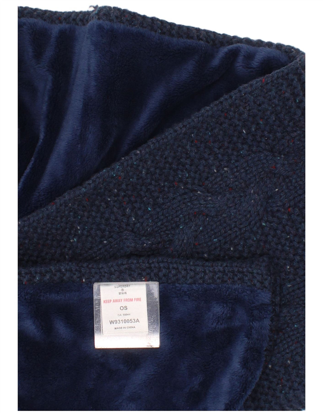 Superdry Womens Knit Rectangle Scarf One Size Navy Blue Flecked Winter