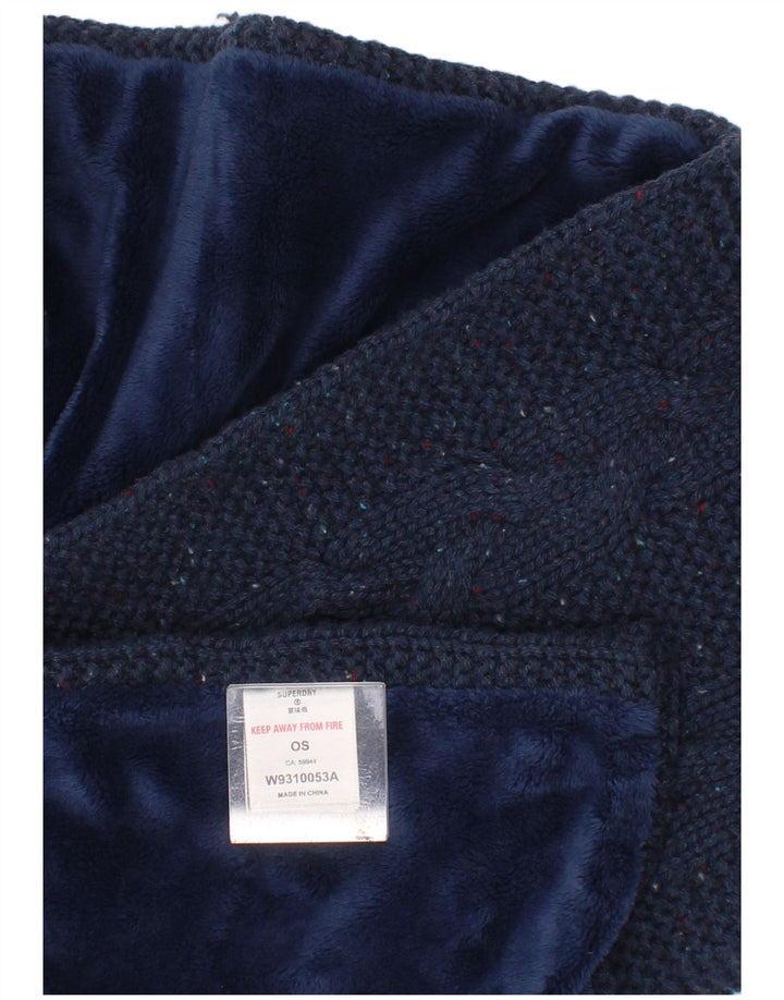 Superdry Womens Knit Rectangle Scarf One Size Navy Blue Flecked Winter