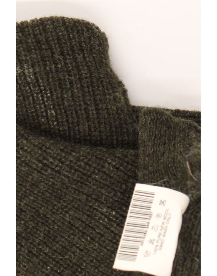 Barbour Mens Zip Neck Jumper Sweater XL Khaki New Wool