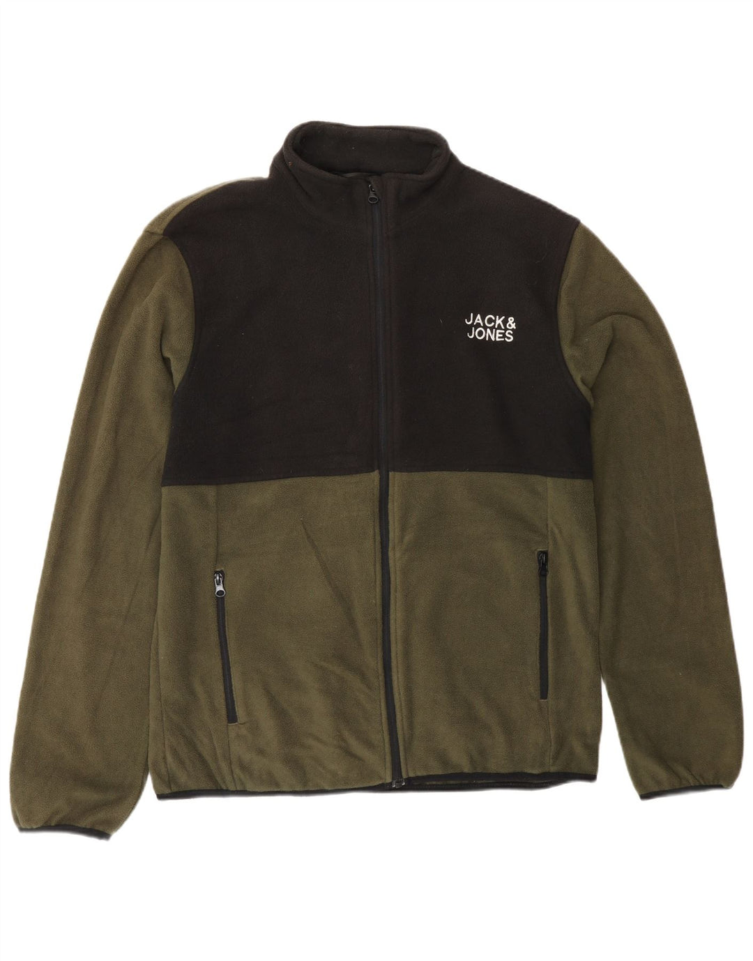 Jack & Jones Mens Fleece Jacket UK 40 Large Green Colourblock