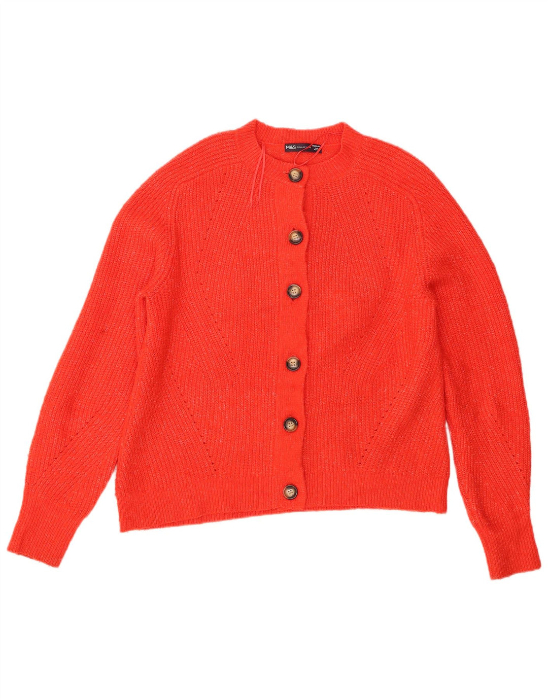 Marks & Spencer Womens Cardigan Sweater UK 14 Medium Orange Flecked Acrylic