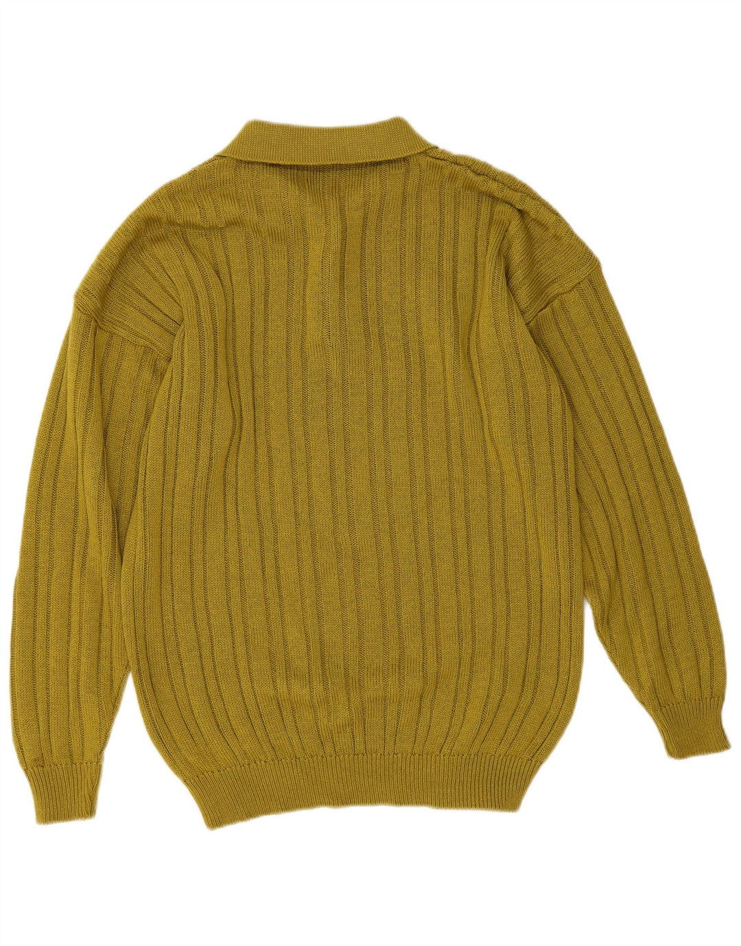 Vintage Mens Polo Neck Jumper Sweater Medium Green Cotton