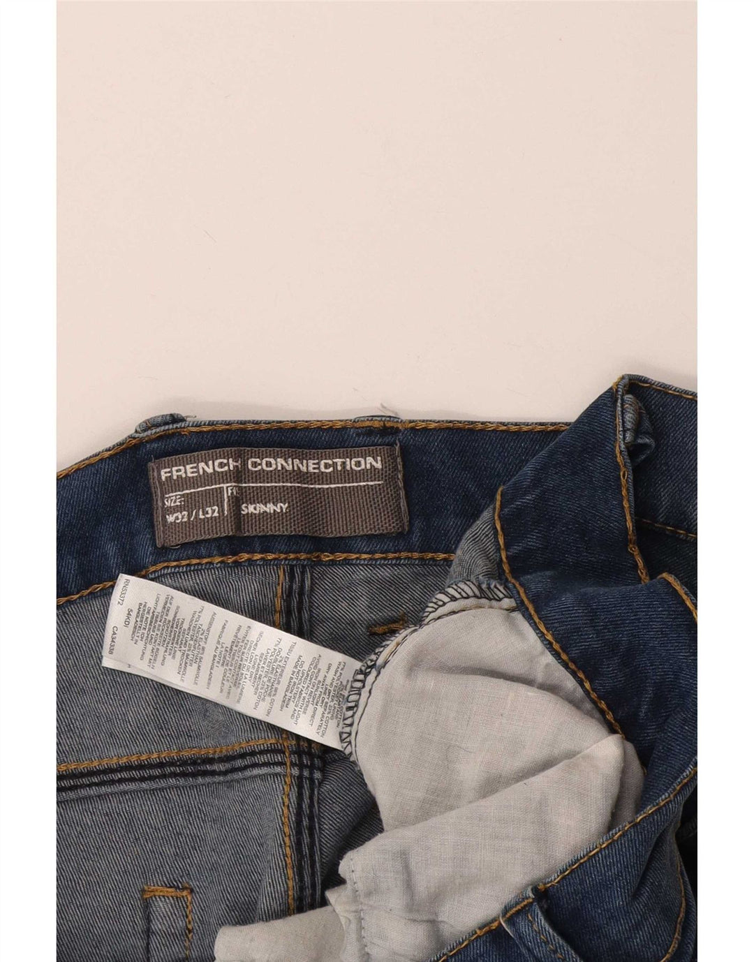 French Connection Mens Skinny Denim Shorts W32 Medium  Blue Cotton