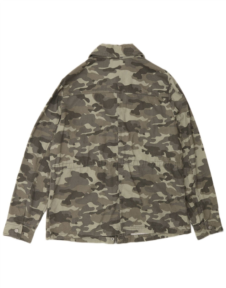 M&Co Womens Military Jacket UK 12 Medium  Green Camouflage Cotton