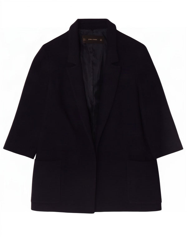 Damska marynarka Zara Oversize z rękawami 3/4 i otwartymi, UK 10, mała, granatowa