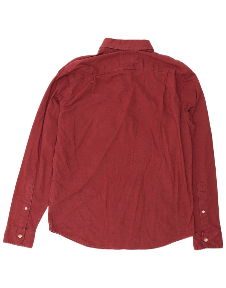 HOLLISTER Mens Stretch Pullover Shirt Large Burgundy Cotton