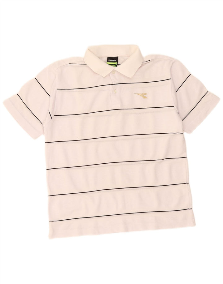 Diadora Mens Polo Shirt Small White Striped