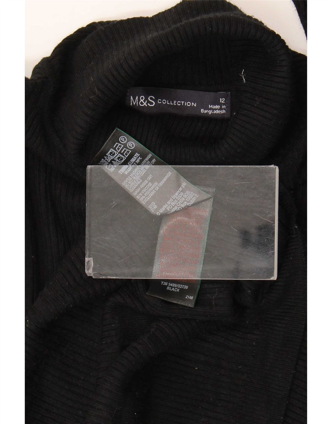 Marks & Spencer Damski sweter z golfem UK 12, średni czarny wiskoza