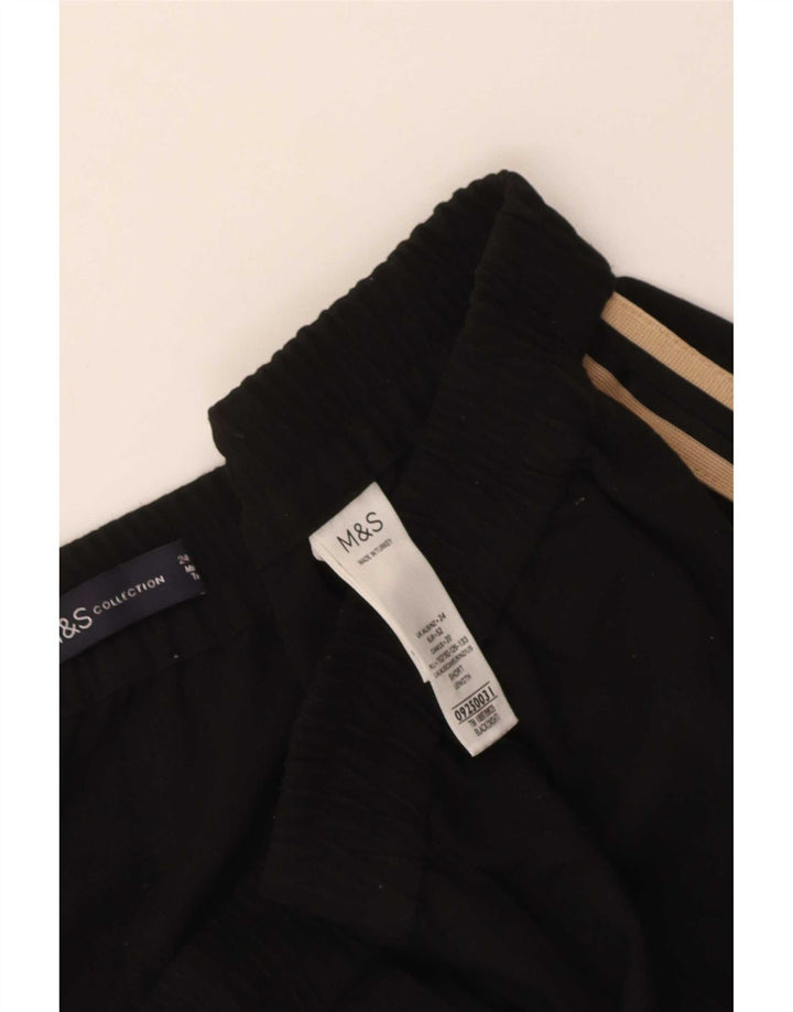 Marks & Spencer Womens Crop Tracksuit Trousers UK 24 4XL Black Polyester