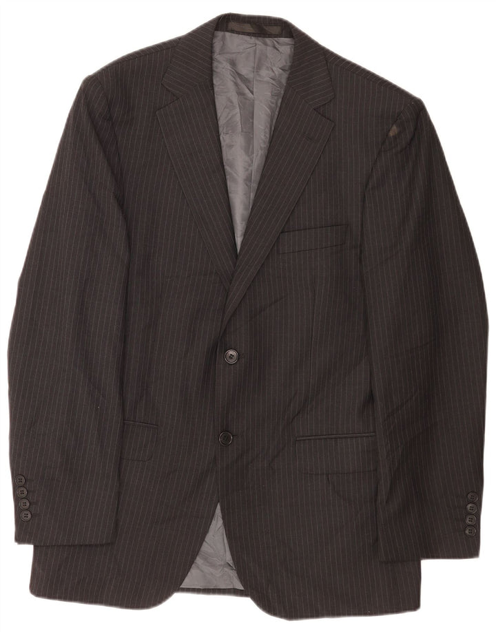 Marks & Spencer Veste blazer coupe ajustée pour homme UK 38 Gris moyen à fines rayures