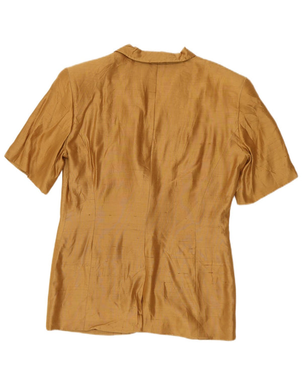 Max Mara Womens Short Sleeve Shirt Blouse UK 12 Medium Brown Silk