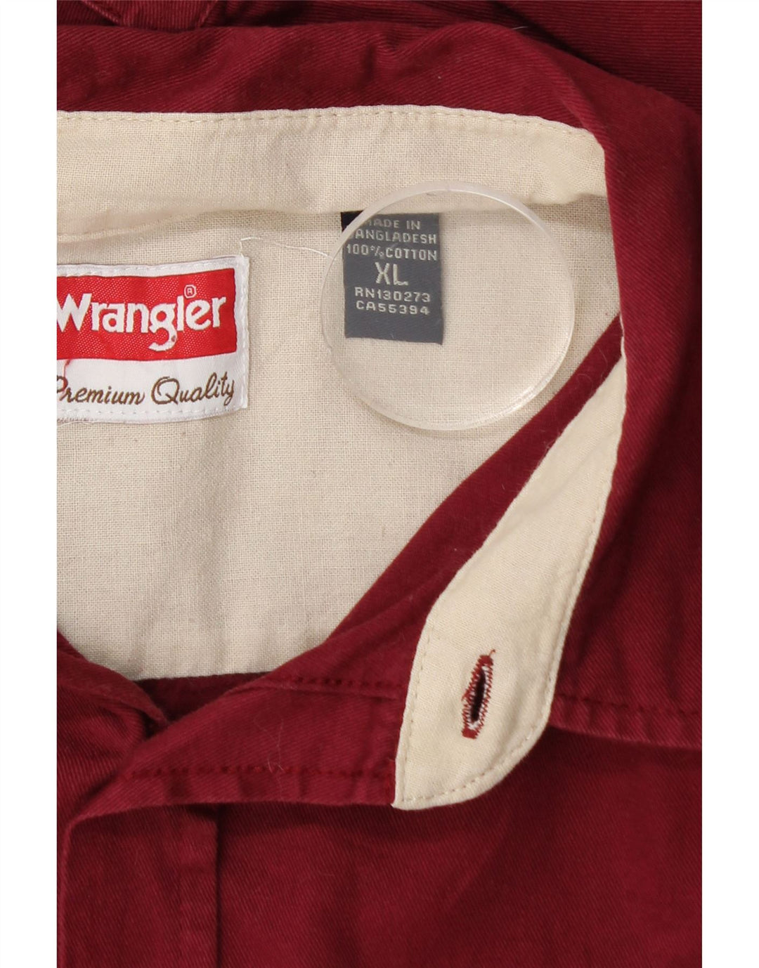 Wrangler Mens Shirt XL Burgundy Cotton