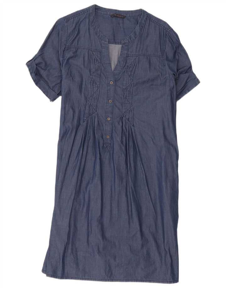Marks & Spencer Womens Pullover Shirt Dress UK 16 Large Blue Cotton