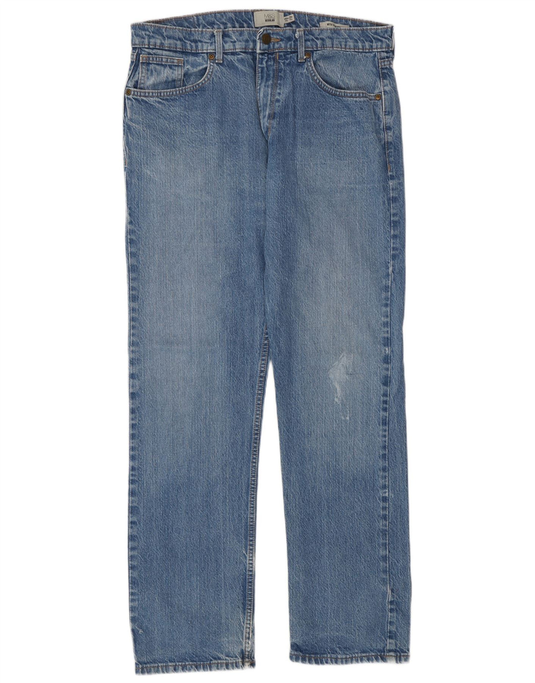 Marks & Spencer Mens Regular Straight Jeans W34 L31 Blue Cotton