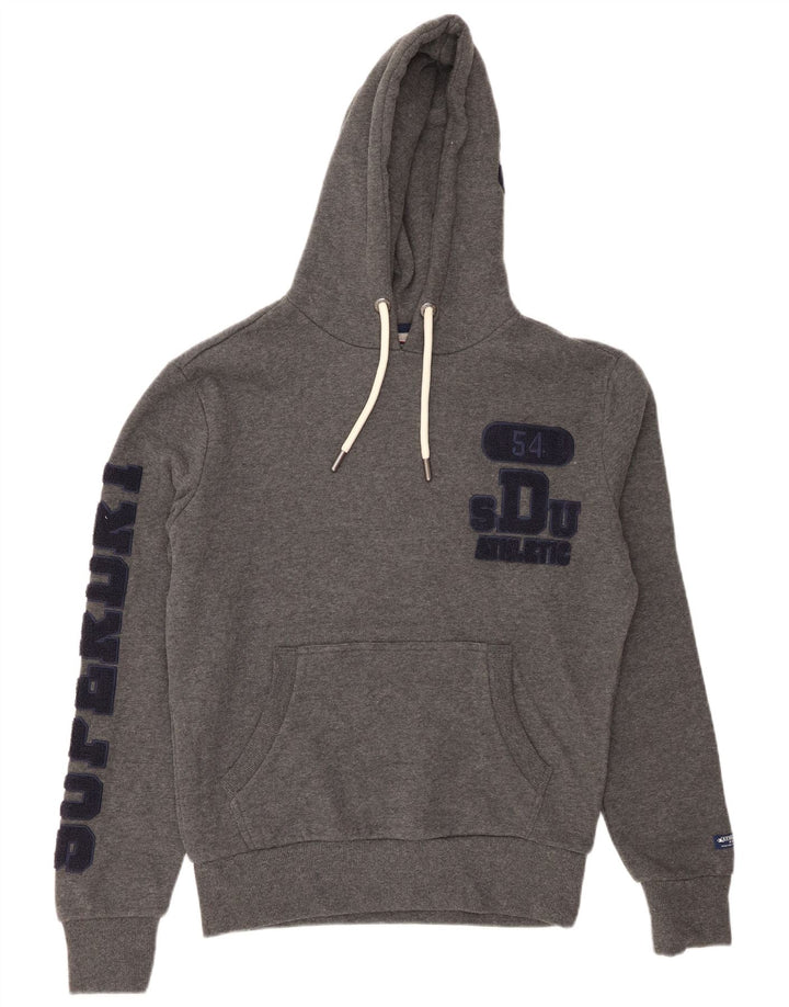 SUPERDRY Mens Graphic Hoodie Jumper Small Grey Cotton