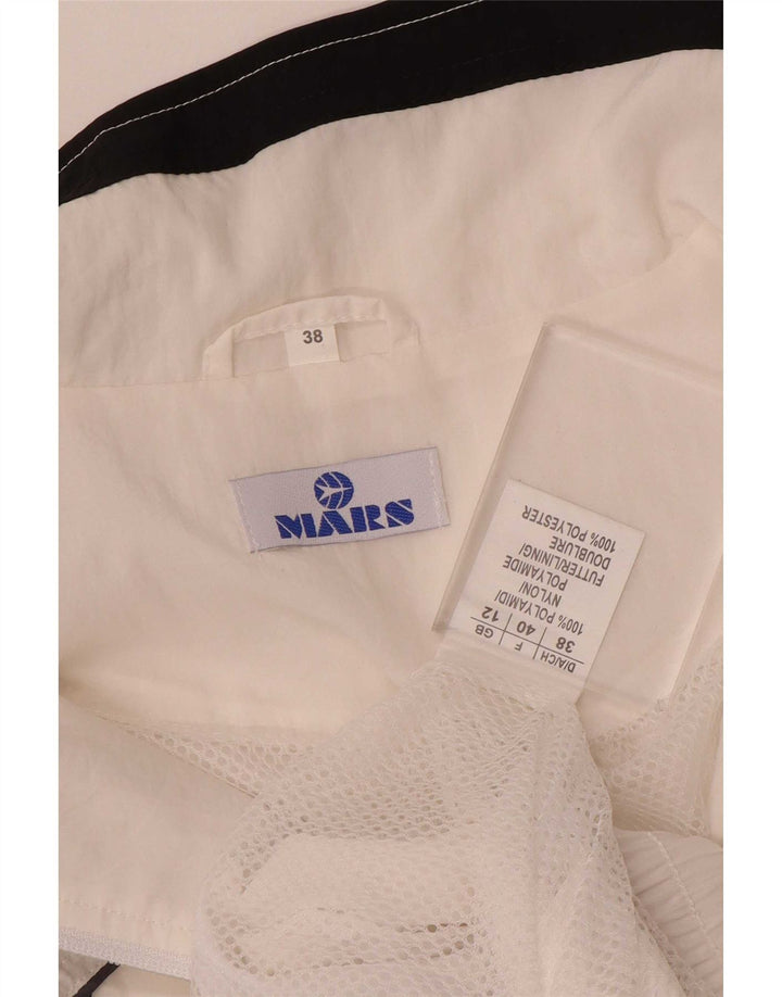 Giacca da tuta da donna vintage UK 12 color block bianco medio