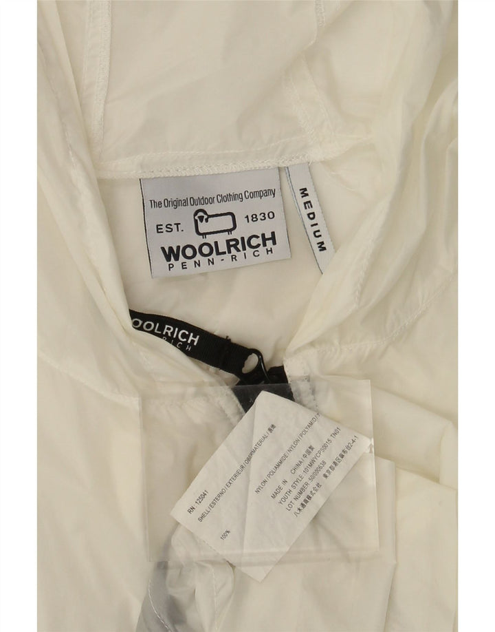 Woolrich Regnjakke med hætte til kvinder UK 14 Medium White Nylon