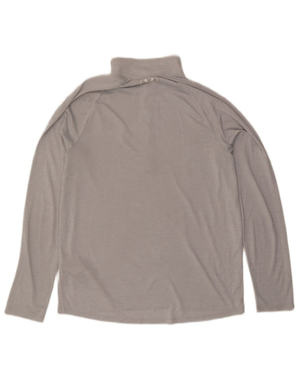 Under Armour Mens Zip Neck Loose Fit Top Long Sleeve Medium Grey Polyester