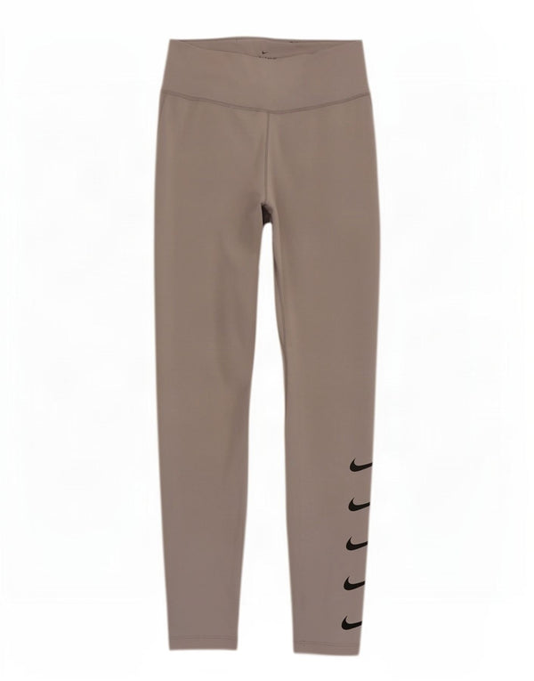 Nike Damen Dri Fit Graphic Leggings UK 12 Mittelgraues Polyester