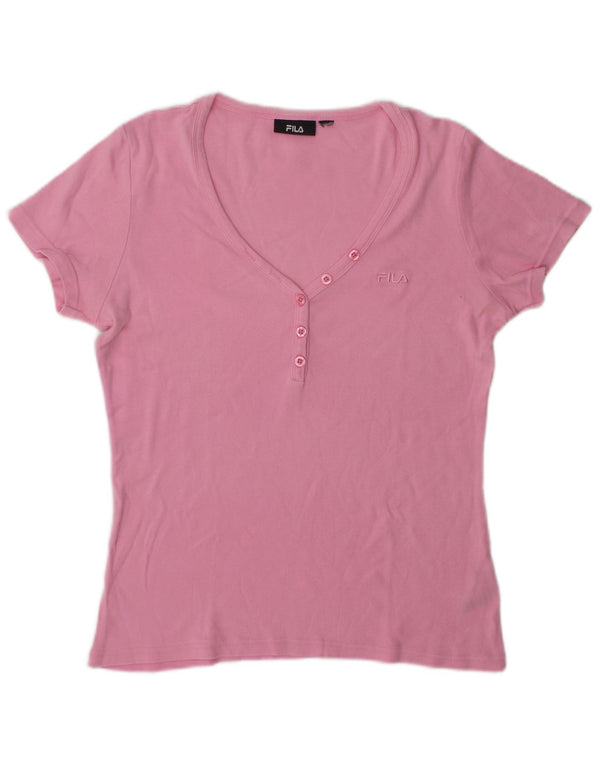 Fila Damen T-Shirt Top UK 14 Mittelrosa Baumwolle