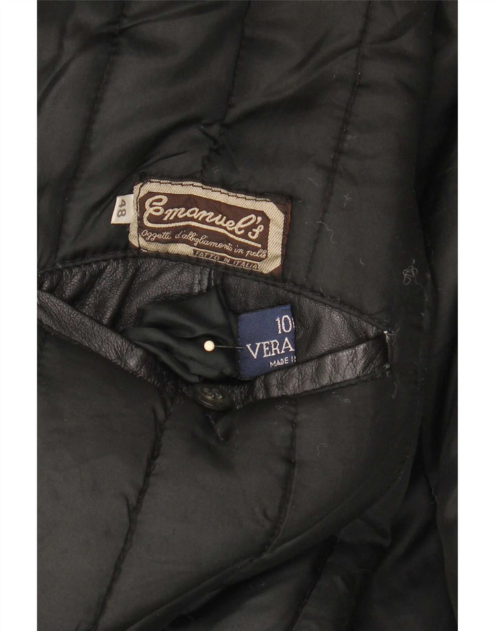 Chaqueta de cuero vintage para hombre IT 48 Medio Negro