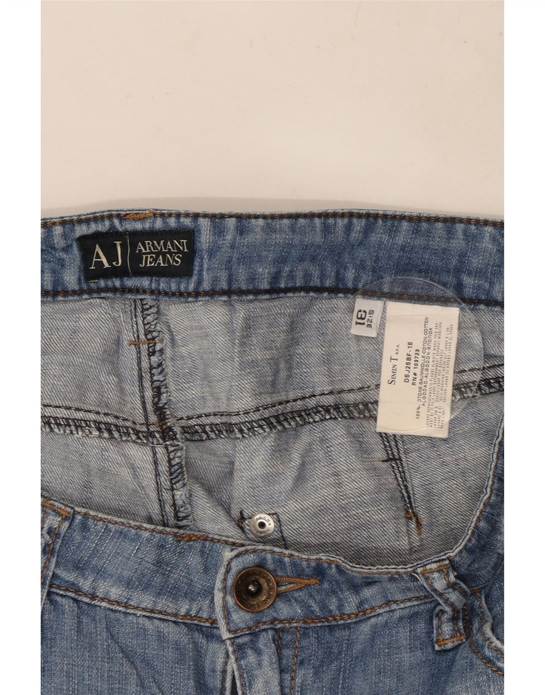 ARMANI Womens Distressed Bootcut Jeans W31 L29 Blue Cotton