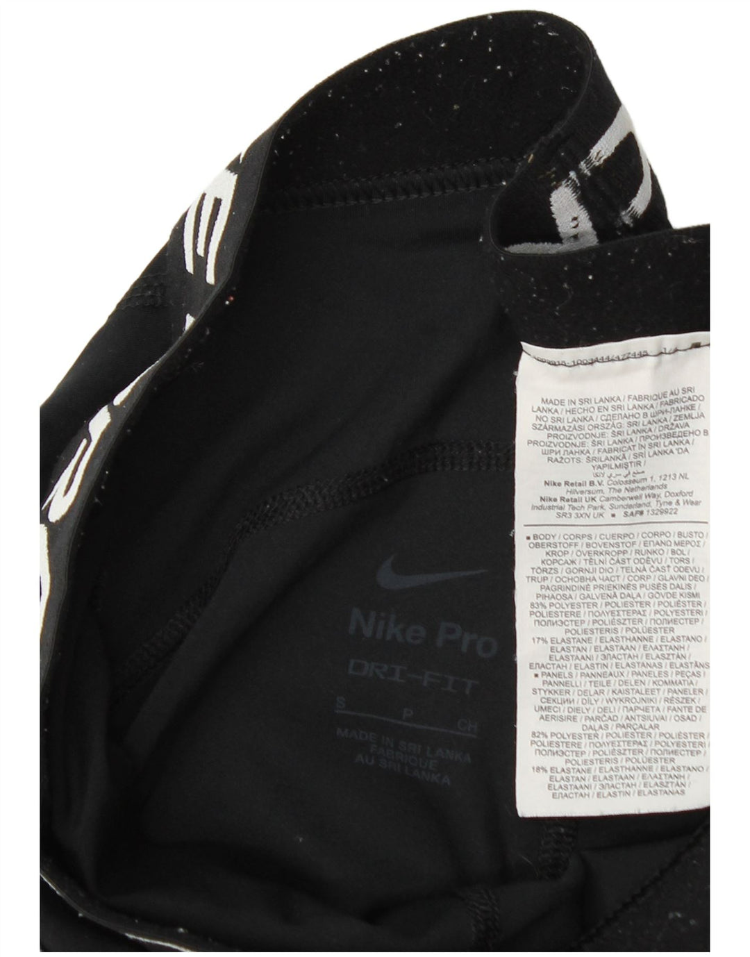 Nike Dame Dri Fit Grafiske Leggings UK 10 Small Black Polyester