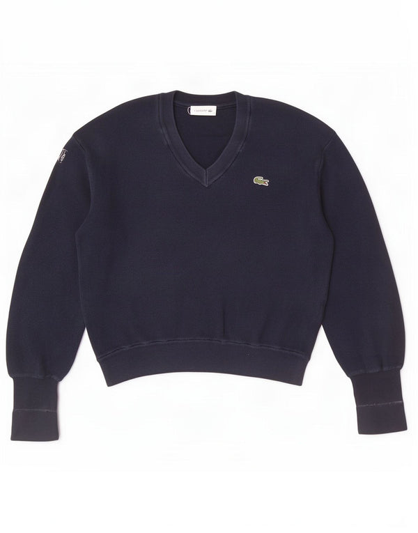 Maglione maglione corto con scollo a V da donna Lacoste taglia 38 cotone medio blu navy