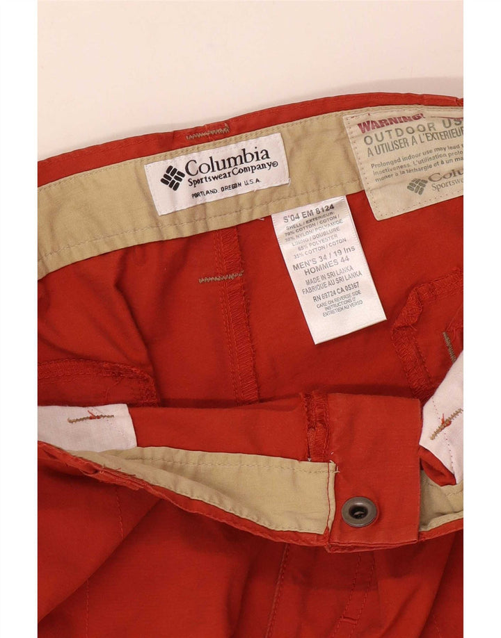 Columbia Mens Cargo Shorts W34 Grande Algodão Laranja