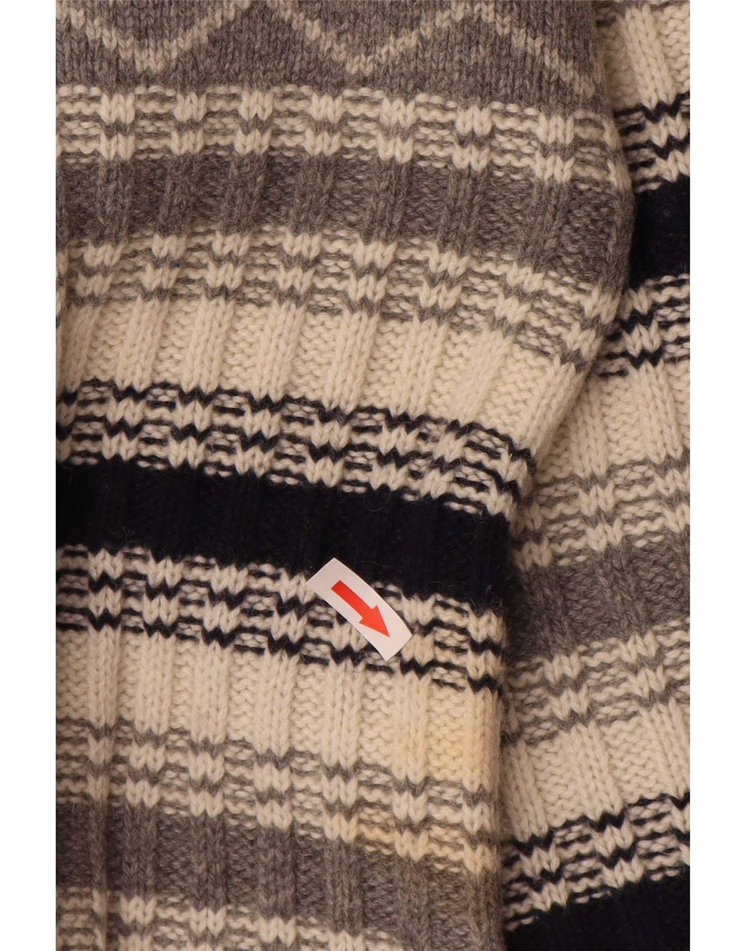 Maglione vintage da uomo girocollo a righe grandi grigie