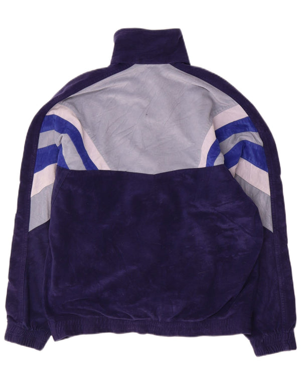 Diadora Veste de survêtement en velours pour homme UK 36 Small Bleu marine Colourblock