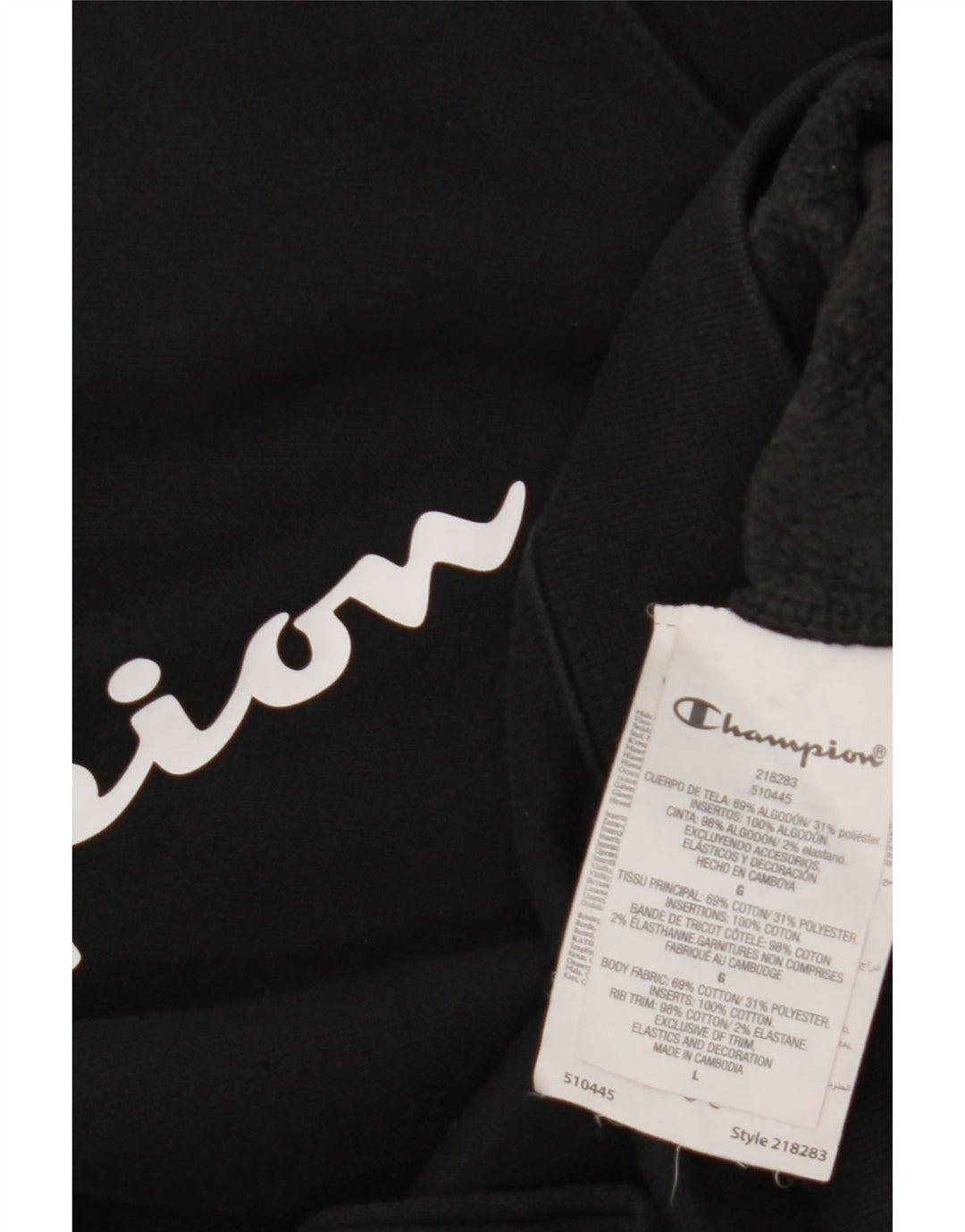 Champion Herre Grafisk Sweatshirt Jumper Stor Sort Bomuld