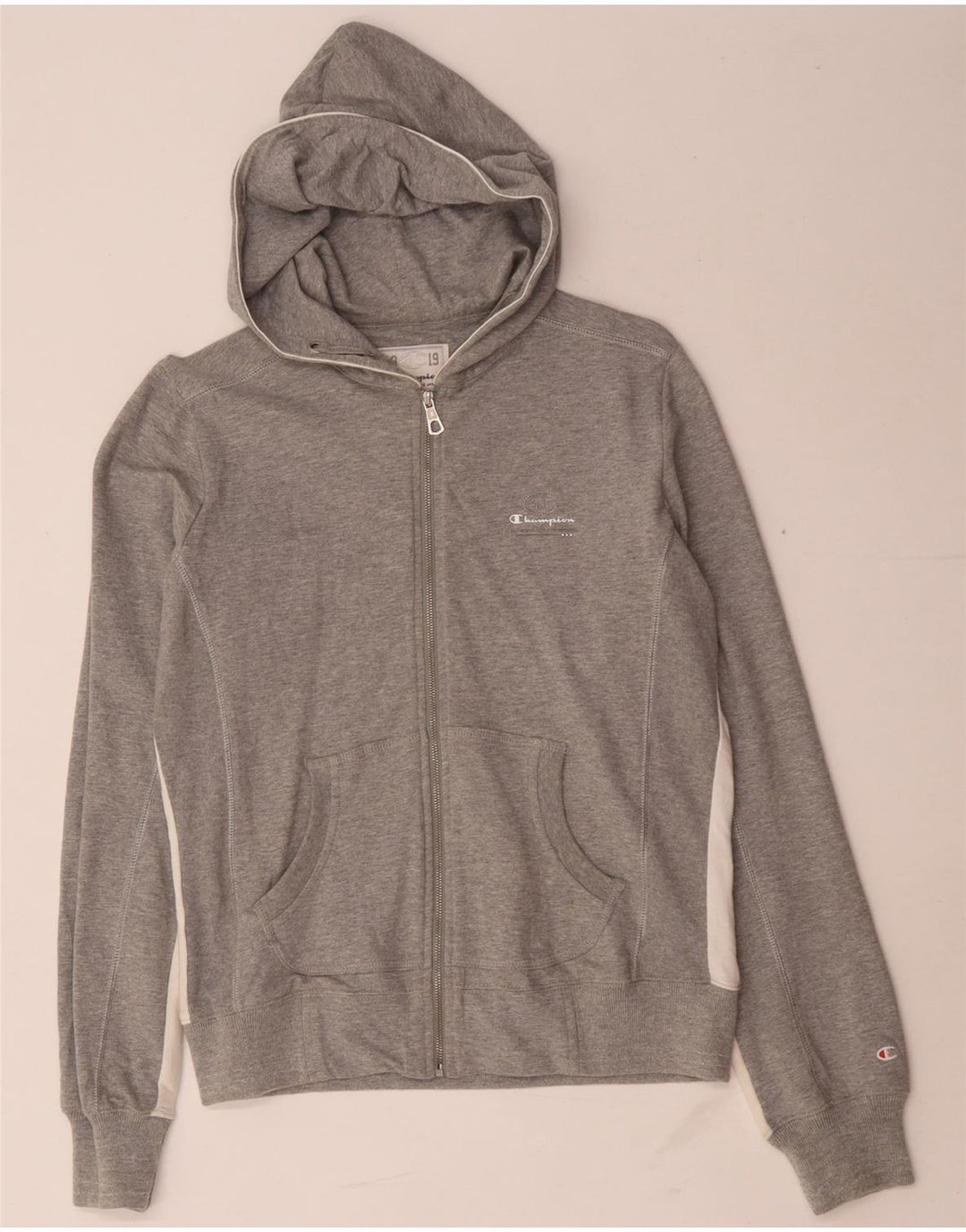 Champion Womens Heritage Classics Zip Hoodie Sweater UK 14 Medium Grey