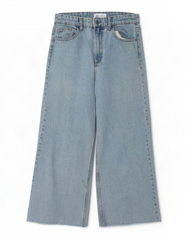 Zara női magas derekú széles lábú farmernadrág EU 36 XS W26 L25 kék pamut