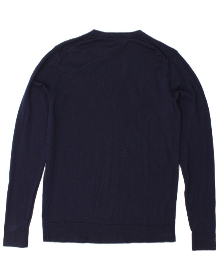 JACK & JONES Mens Crew Neck Jumper Sweater Small Navy Blue Wool