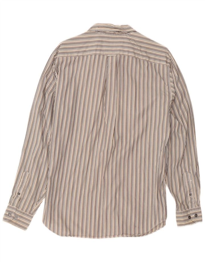 Nautica Mens Shirt Medium Grey Striped Cotton