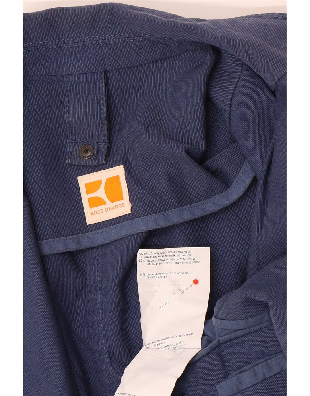 Jaqueta Blazer Masculina Hugo Boss com 3 Botões EU 52 XL Azul Algodão