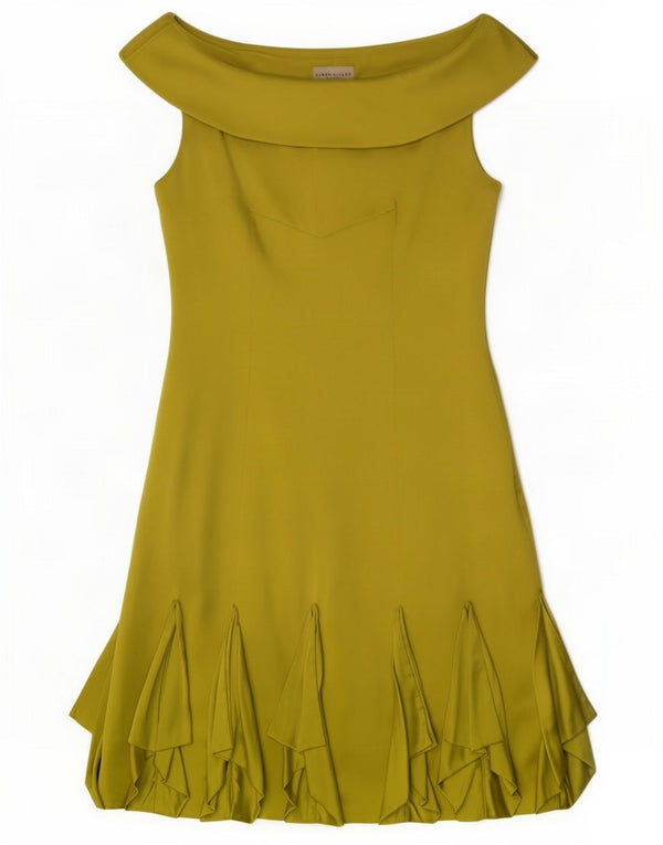 Vestido con hombros descubiertos para mujer Karen Millen UK 8 Small Green Silk