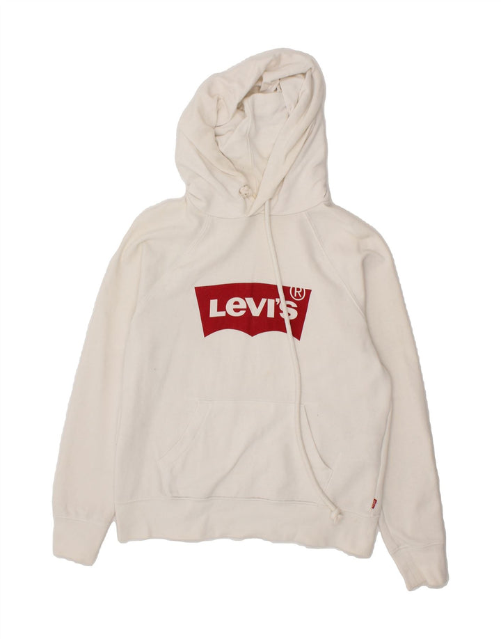 LEVI'S Womens Graphic Hoodie Jumper UK 6 XS White Cotton Vintage Levi's and Second-Hand Levi's from Messina Hembry 