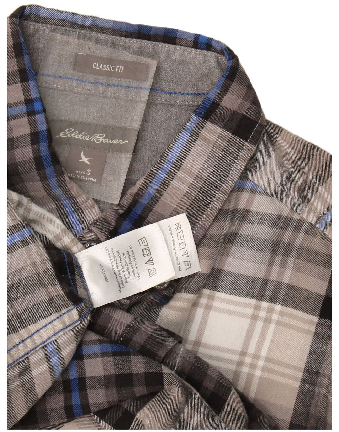 Eddie Bauer Herren-Flanellhemd mit klassischer Passform, klein, grau kariert, Baumwolle