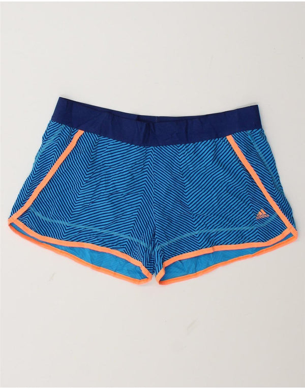 Adidas Damen Climalite Sport Shorts UK 12/14 Mittelblauer Nadelstreifen